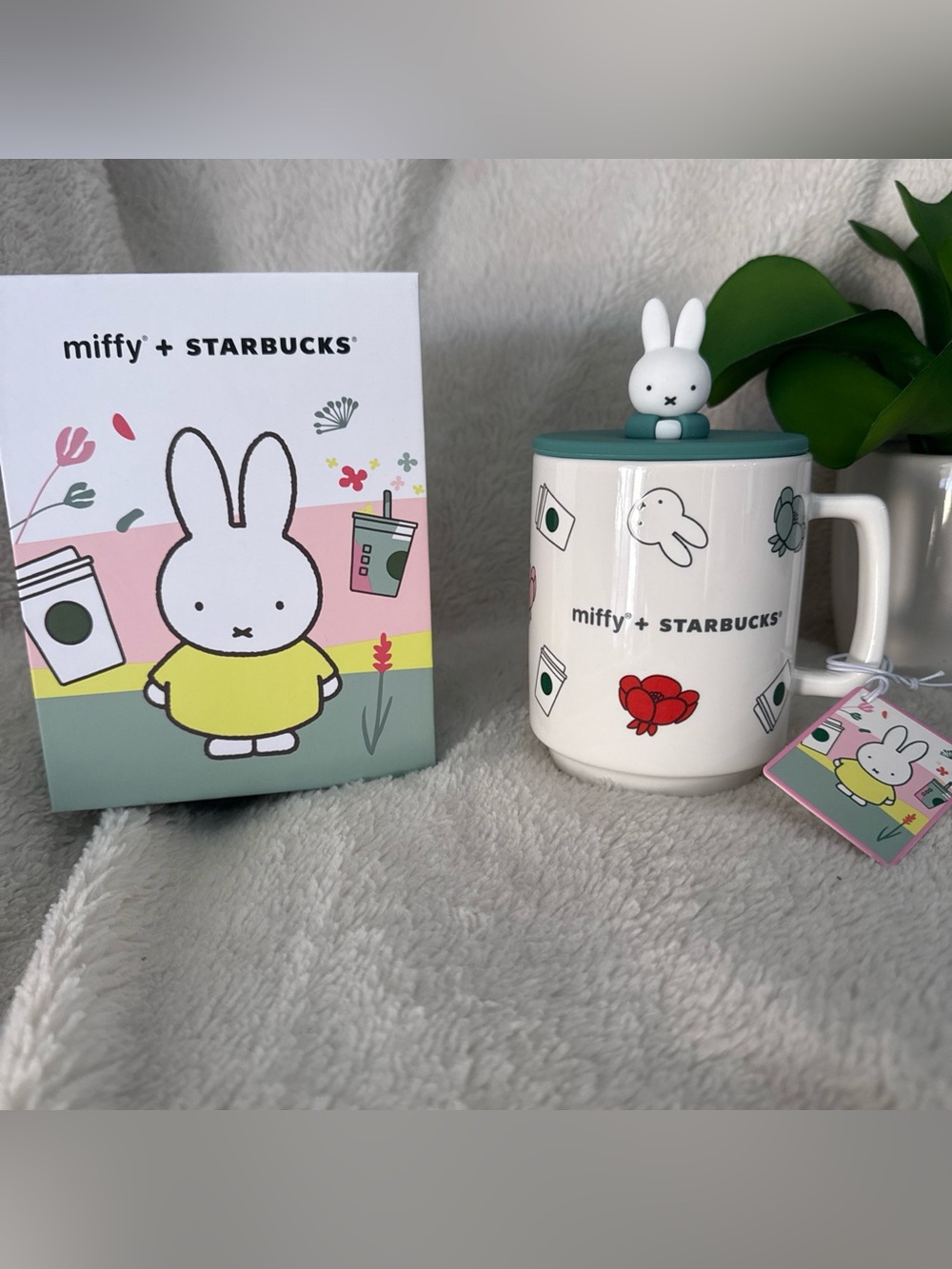 Starbucks White Mug with Pink-Edged Miffy Tag